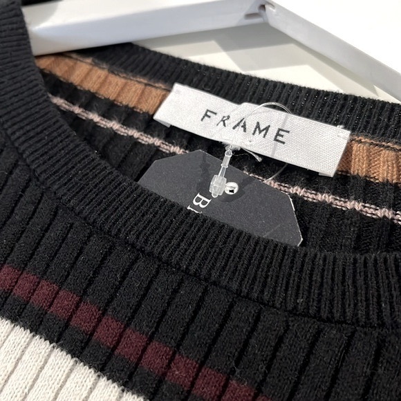 Frame Black Striped Ribbed Black Sweater - Picture 9 of 10